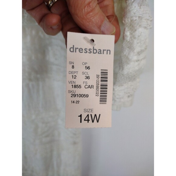 Dressbarn women 14 white lace tiers 3/4 flared ruffle sleeve shift dress stretch - Picture 16 of 16